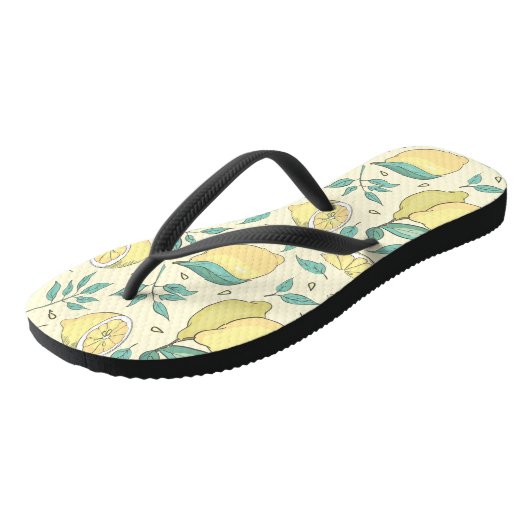 Modern Lemon Citrus Summer yellow Personalized Teenslippers (Schuin)