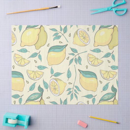 Modern Lemon Citrus Summer yellow Personalized Tissuepapier (Craft)