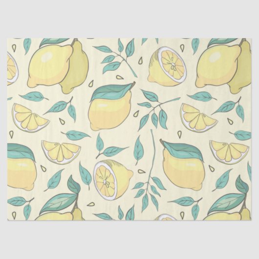 Modern Lemon Citrus Summer yellow Personalized Tissuepapier (Voorkant)