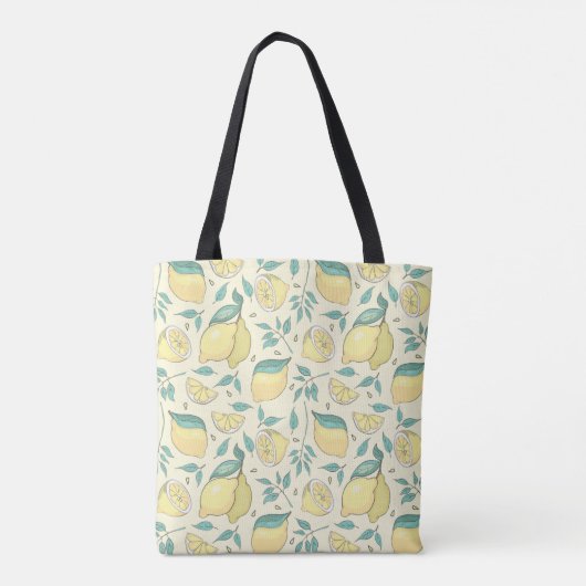 Modern Lemon Citrus Summer yellow Personalized Tote Bag (Achterkant)