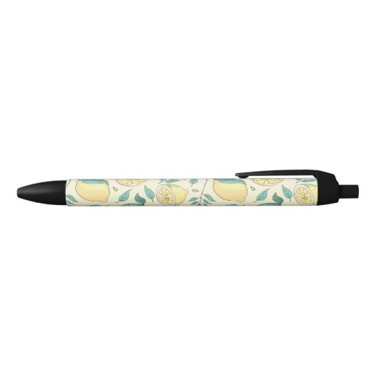 Modern Lemon Citrus Summer yellow Personalized Zwarte Inkt Pen (Bovenkant)