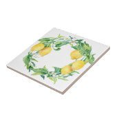 Modern Lemon Citrus Waterverf Greenery Wreath Tegeltje (Zijkant)