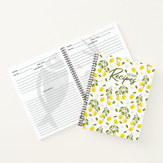 Modern Lemon Citrus Yellow Vegan Notitieboek (Binnen)