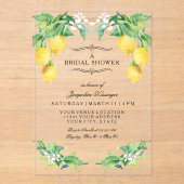 Modern Lemon Elegant Floral Blue Bridal Shower Acryl Uitnodigingen (Voorkant)