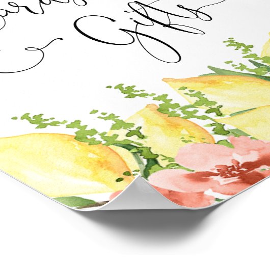 Modern Lemon- en Bloemkaarten en -Cadeaubord Poster (Hoek)