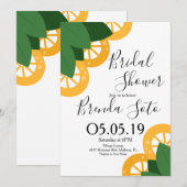 Modern Lemon en Leaves Bold Wedding Vrijgezellenfe Kaart (Voorkant / Achterkant)