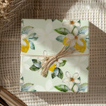 Modern Lemon floral Citrus Wedding Inpakpapier Vel<br><div class="desc">Moderne en  vormgeving met citroenen,  witte bloemen en zagerijbladeren,  allemaal geschilderd in waterverf. Perfect cadeautje voor bruiloft,  jubileum en vrijgezellenfeest cadeaus.</div>