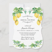 Modern Lemon Floral Elegant Blue Bridal Shower Kaart (Voorkant)