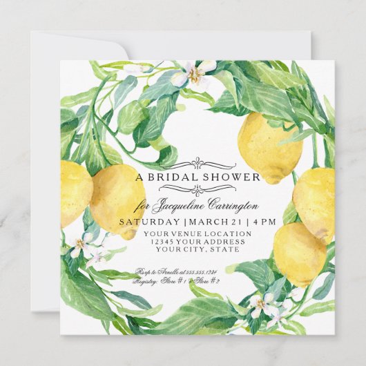 Modern Lemon Floral Flower Wreator Vrijgezellenfee Kaart (Voorkant)