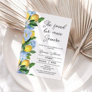 Modern Lemon Floral Main Squeeze Vrijgezellenfeest Kaart
