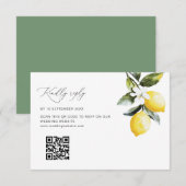 Modern Lemon Floral Wedding QR code RSVP kaart (Voorkant / Achterkant)