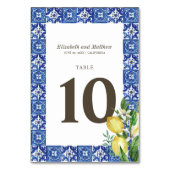 Modern Lemon Foliage Blue Mediterranean Wedding Kaart (Achterkant)