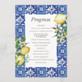 Modern Lemon Foliage Blue Mediterranean Wedding Programmakaart (Voorkant)
