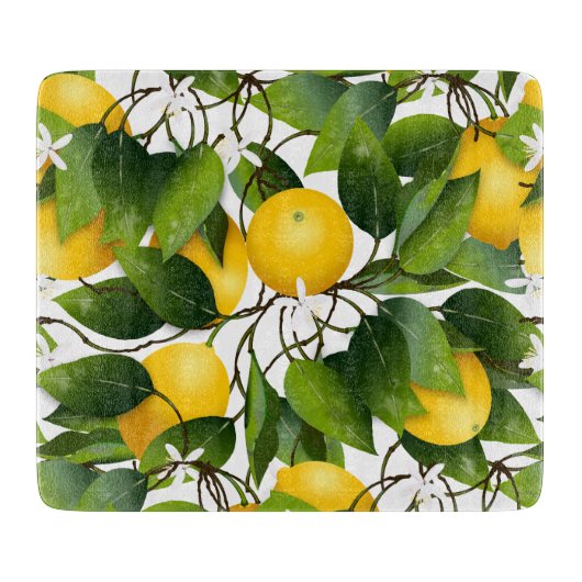 Modern Lemon Fruit Pattern Snijplank (Voorkant)
