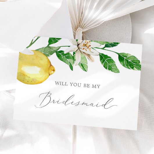 Modern Lemon Garden Bridesmaid Voorstel Kaart