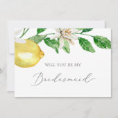 Modern Lemon Garden Bridesmaid Voorstel Kaart (Voorkant)