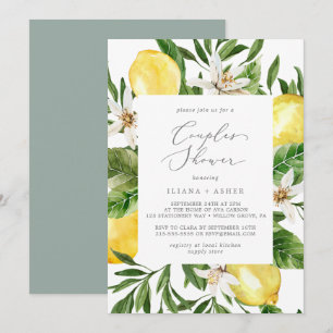 Modern Lemon Garden Couples Shower Kaart