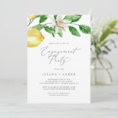 Modern Lemon Garden Engagement Party Kaart (Staand voorkant)