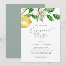 Modern Lemon Garden Engagement Party Kaart