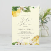 Modern Lemon Garden | Geel Baby shower Kaart (Staand voorkant)