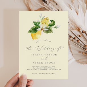 Modern Lemon Garden Gele eenvoudige bruiloft Kaart