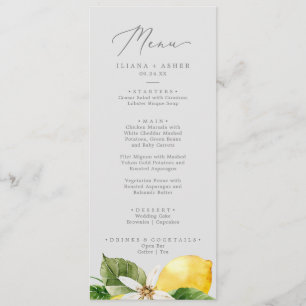 Modern Lemon Garden   Gray Weddenrenmenu Menu