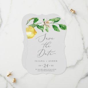 Modern Lemon Garden   Grijze bruiloft Save The Date