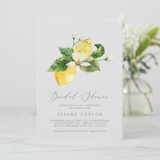 Modern Lemon Garden | Grijze Vrijgezellenfeest Kaart (Staand voorkant)