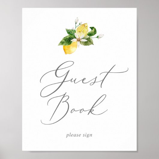 Modern Lemon Garden Guest Book Sign Poster (Voorkant)