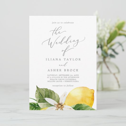 Modern Lemon Garden het huwelijk van Kaart (Staand voorkant)