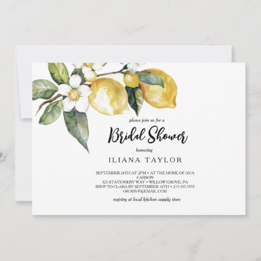 Modern Lemon Garden Horizontal Vrijgezellenfeest Kaart (Voorkant)