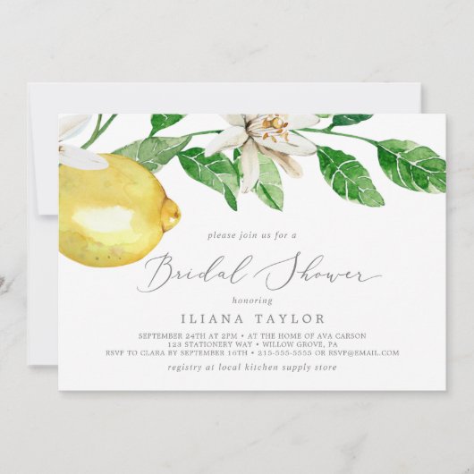 Modern Lemon Garden Horizontal Vrijgezellenfeest Kaart (Voorkant)