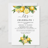 Modern Lemon Garden "Let's Celebrate" Uitnodiging (Voorkant)