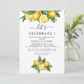 Modern Lemon Garden "Let's Celebrate" Uitnodiging (Staand voorkant)