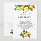 Modern Lemon Garden "Let's Celebrate" Uitnodiging (Voorkant / Achterkant)