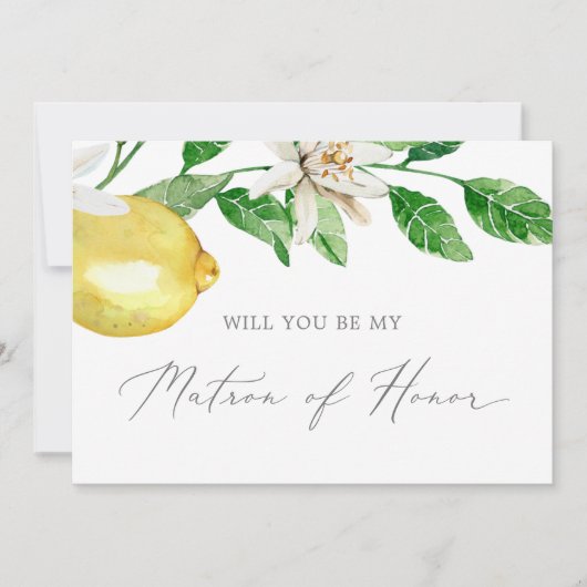 Modern Lemon Garden Matron of Honor proposal Kaart (Voorkant)