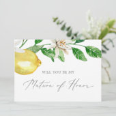 Modern Lemon Garden Matron of Honor proposal Kaart (Staand voorkant)
