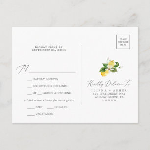 Modern Lemon Garden Menu RSVP Briefkaart