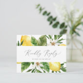 Modern Lemon Garden Menu RSVP Briefkaart (Staand voorkant)