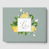Modern Lemon Garden Monogram Rug Weddenschap Gastenboek (Achterkant)