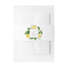 Modern Lemon Garden Monogram Weddenschap Uitnodigingen Wikkel