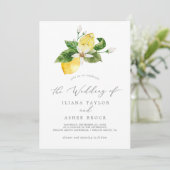 Modern Lemon Garden Simple Wedding Kaart (Staand voorkant)