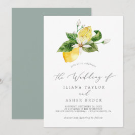 Modern Lemon Garden Simple Wedding Kaart