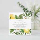 Modern Lemon Garden Square Weddenschap Kaart (Staand voorkant)