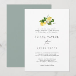Modern Lemon Garden Traditional Wedding Kaart