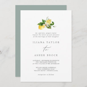 Modern Lemon Garden Traditional Wedding Kaart