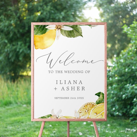 Modern Lemon Garden Vertical Weddenschap Welkom Poster
