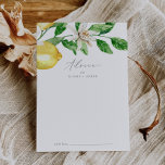 Modern Lemon Garden Wedding Advieskaart<br><div class="desc">Deze moderne bruidstaart voor citroentuinen is perfect voor een lente- of zomerbruiloft en kan voor elke gebeurtenis worden gebruikt. Het rustige mediterrane ontwerp is voorzien van heldere en mooie waterverf citroenen met witte bloemen uit de bohemen en elegante groene bladeren. Deze advieskaarten kunnen worden gebruikt als alternatief voor een huwelijksreceptie,...</div>