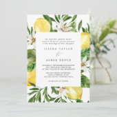 Modern Lemon Garden Wedding Invitation Kaart (Staand voorkant)