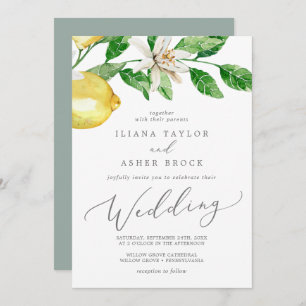 Modern Lemon Garden Wedding Kaart